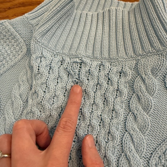 J.Crew Swingy Cable-knit Mockneck Sweater Light Blue Size Medium - Picture 6 of 15